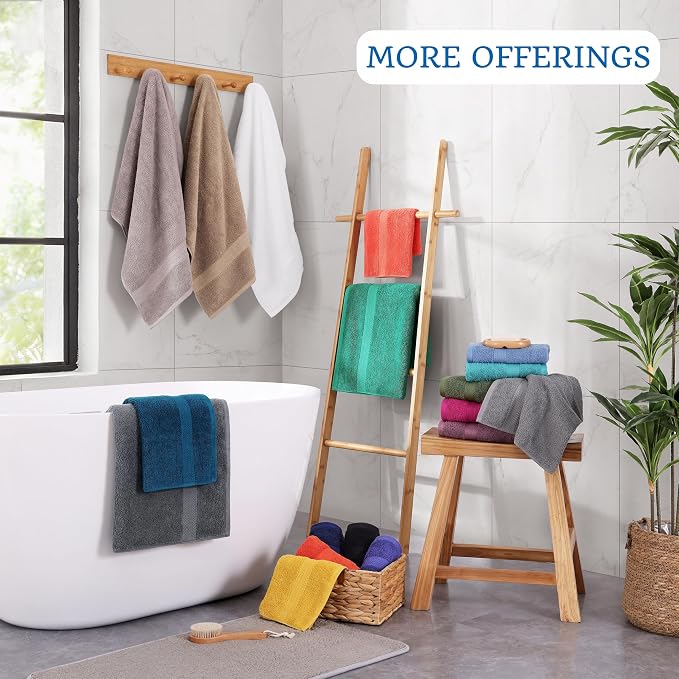 LANE LINEN Towel Set Soft Absorbent Quick Dry 100% Cotton 4 Piece - Allure | Cotton Bath Towels - Lightweight & Breathable, Fade-Resistant Color, Classic Terry Weave, Densely Woven, Coordinated Colors