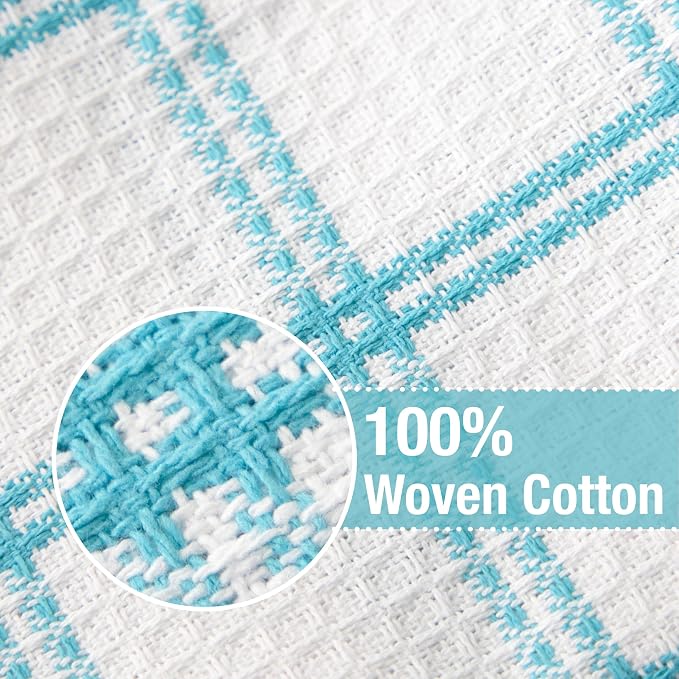 T-Fal Premium Waffle Dish Cloths: Highly Absorbent, Super Soft Long Lasting - 100% Cotton, 12"x13" Towel for Cleaning & Drying, (8-Pack), Breeze