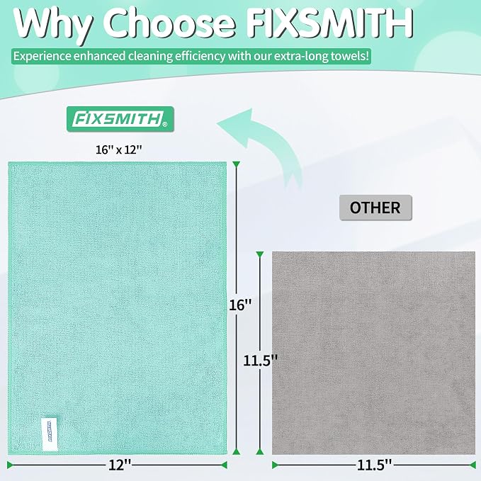Turquoise Microfiber Cleaning Cloth -Pack of 8, Highly Absorbent Cleaning Rags, 16"X12" All Purpose Cleaning Towels for Housekeeping, Kitchen, Car, Lint Free and Reusable Microfiber Towels
