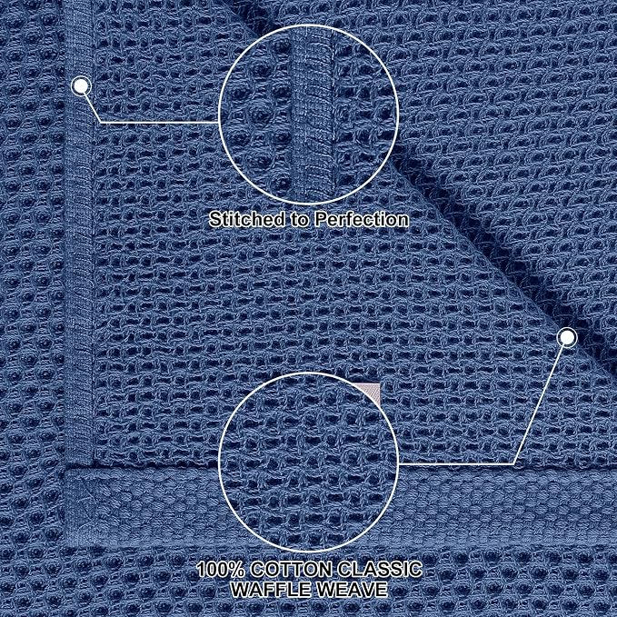 Homaxy 16 Pack 100% Cotton Kitchen Towels and Dishcloths Set, Navy Blue | 12 x 12 Inches and 13 x 28 Inches Kitchen Towels Set, Ultra Soft Absorbent Dish Cloths for Washing Dishes