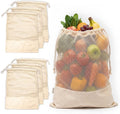 Reusable Produce Bags – 100% Cotton Mesh & Solid Hybrid (Medium 10x12 inch 6 Pcs) – Reusable Grocery Bags for Apples, Carrots, Bulk Vegetables – Washable, Plastic-Free, Breathable, Zero Waste