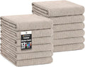 Homaxy 380 GSM Cotton Premium Kitchen Towels 12 Pack, 18"x 28", Khaki | Flat and Terry Dish Towels, Highly Absorbent Tea Towel Set with Hanging Loop, Soft Utility Kitchen Hand Towels