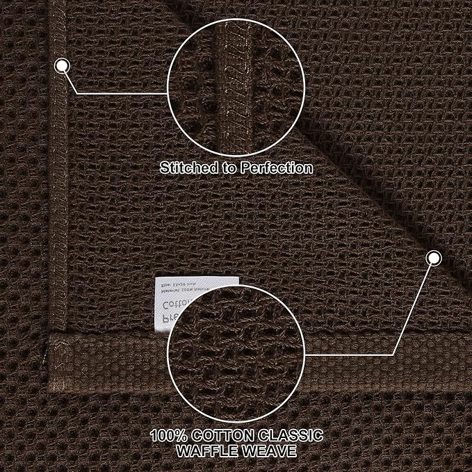 Homaxy 8 Pack 100% Cotton Kitchen Towels and Dishcloths Set, Dark Brown | 12 x 12 Inches and 13 x 28 Inches Kitchen Towels Set, Ultra Soft Absorbent Dish Cloths for Washing Dishes