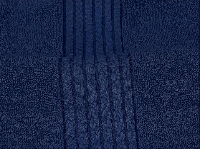 Utopia Towels 8 Piece Premium Towel Set, 2 Bath, 2 Hand, and 4 Washcloths, 100% Ring Spun Cotton, Highly Absorbent Towels for Bathroom, Sports, and Hotel, Navy (Pack of 2)