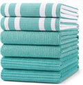 Homaxy Cotton 380 GSM Premium Kitchen Towels, 18"x 28", 6 Pack, Teal | Soft and Absorbent Terry Dish Towels, Multipurpose Tea Towel Set with Hanging Loop, 3 Styles Kitchen Hand Towels