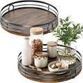 LAMU 2 Pack 10'' 12'' Lazy Susan Turntable Organizer for Cabinet, Round Wood Lazy Susan for Table Top, Countertop, Pantry, Spice, Bathroom Vanity, Coffee, Decor
