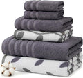 Modern Threads 6 Piece Bath Towel Set – Bathroom Set with 2 Bath Towels, 2 Hand Towels, and 2 Wash Cloths – 100% Cotton, Super Absorbent & Extra Soft – Reversible Natural Vine (Purple)