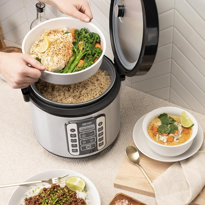Aroma Housewares AROMA® Professional 20-Cup (Cooked) / 5Qt. Digital Rice Cooker, Steamer, and Slow Cooker Pot with 10 Smart Cooking Modes, Including Sauté-then-Simmer®
