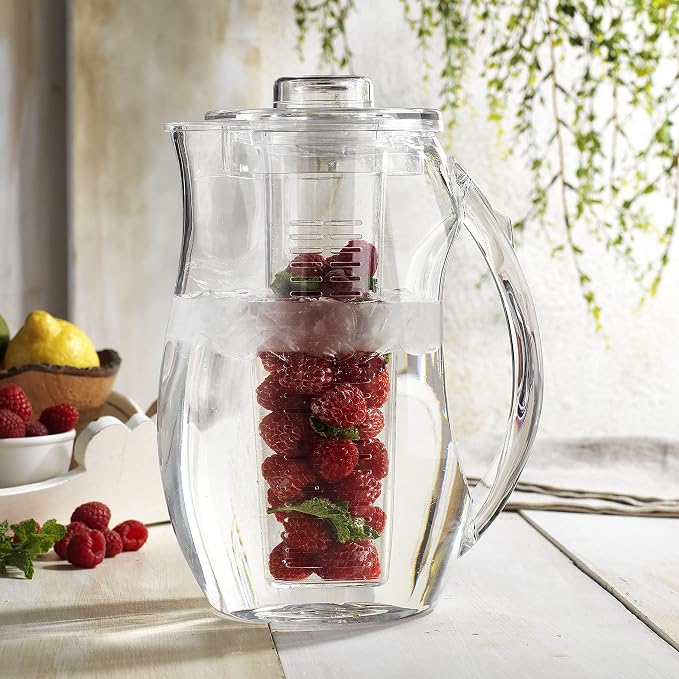 Water Infuser Pitcher By Home Essentials & Beyond – Shatterproof Acrylic – Elegant Durable Design – Ideal for Iced Tea, Fruit Infused Water and Juice (93 oz)