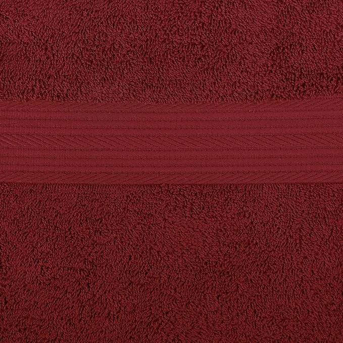 Amazon Basics Fade-Resistant 100% Cotton Washcloths for Bathroom, Soft Absorbent, 6-Piece, Crimson