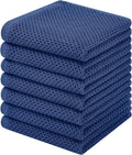 Homaxy 100% Cotton Waffle Weave Kitchen Dish Cloths, 7-Pack, Navy Blue | 12 x 12 Inches, Ultra Soft Absorbent Dish Towels, Quick Drying Dish Rags with Hanging Loop