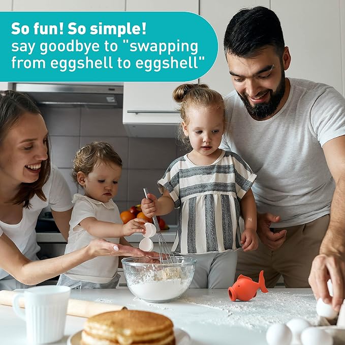 Peleg Design Egg Separator for Raw Eggs – Silicone Egg Yolk and White Separator, YolkFish Lips Swallow Release – Cute Kitchen Tool Gadget for Cooking/Baking
