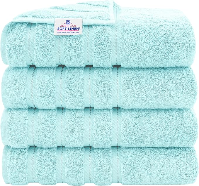 American Soft Linen 100% Cotton Luxury Turkish Towels, 4 PC Bath Towel Set | Soft Absorbent Quick Dry OEKO Tex Standard 100 Certificated Durable Machine Washable Premium Hotel Quality