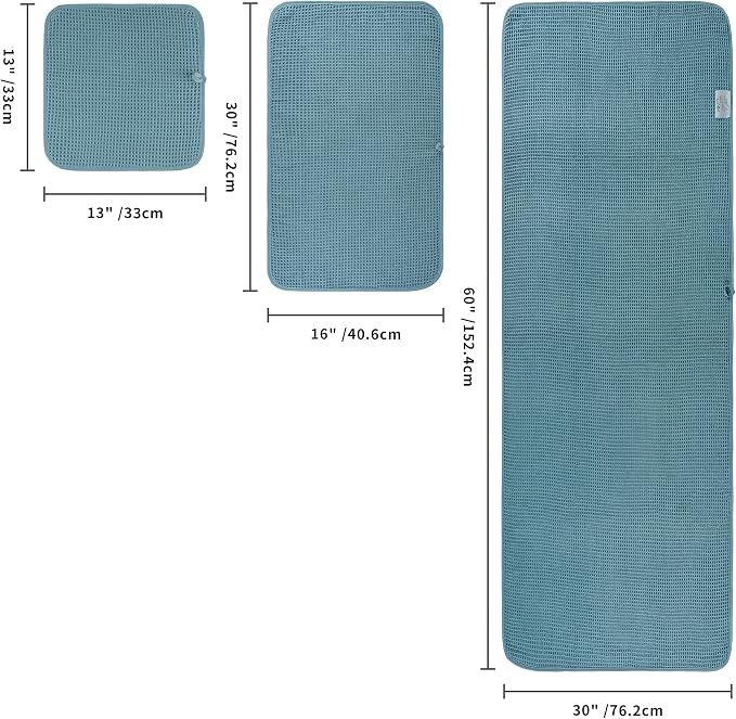 POLYTE 430 GSM Poly Blend Microfiber Quick Dry Waffle Bath Towel Set of 6 | 2-Body Towels, 2-Hand Towels, 2-Wash cloths, Oversize, Lint Free