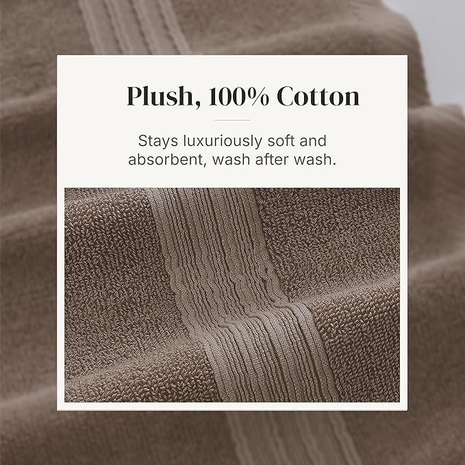 Modern Threads 6 Piece Bath Towel Set – Bathroom Set with 2 Bath Towels, 2 Hand Towels, and 2 Wash Cloths – 100% Cotton, Super Absorbent & Extra Soft – Reversible Floral Trail (Taupe Brown)