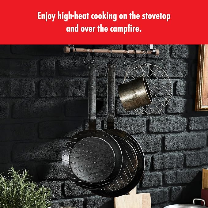 ZWILLING Forged 9.5-Inch Carbon Steel Frying Pan, PFAS-Free Pre-Seasoned Frying Pan, Induction Compatible Skillet, Oven Safe Carbon Steel Cookware