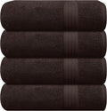 GLAMBURG Premium Cotton 4 Pack Bath Towel Set - 100% Pure Cotton - 4 Bath Towels 27x54 - Ideal for Everyday use - Ultra Soft & Highly Absorbent - Chocolate Brown