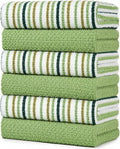 Bumble Kitchen Towels 6 Pack 100% Cotton 16"x26" - Sage | 430 GSM Soft Kitchen Hand Towels with Hanging Loop, Highly Absorbent & Durable for Washing and Drying Dishes