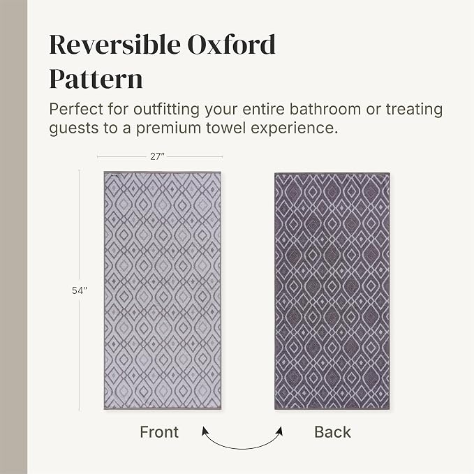 Modern Threads 6 Piece Bath Towel Set – Bathroom Set with 2 Bath Towels, 2 Hand Towels, and 2 Wash Cloths – 100% Cotton, Super Absorbent & Extra Soft – Reversible Classic Diamond (Purple)