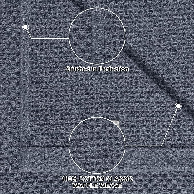 Homaxy 8 Pack 100% Cotton Kitchen Towels and Dishcloths Set, Dark Grey | 12 x 12 Inches and 13 x 28 Inches Kitchen Towels Set, Ultra Soft Absorbent Dish Cloths for Washing Dishes