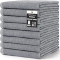 Homaxy 380 GSM Cotton Premium Kitchen Towels 8 Pack, 18"x 28", Grey | Flat and Terry Dish Towels, Highly Absorbent Tea Towel Set with Hanging Loop, Soft Utility Kitchen Hand Towels