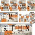 10 Pcs Kitchen Decor and Accessories Set, Orange Beige | 4 Dish Towels Kitchen Rugs 2 Oven Mitts 2 Pot Holders, Home Decor for Cooking Baking BBQ Gifts Women Mom Housewarming