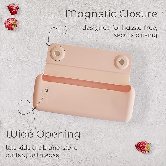 ASOMIC 316 Stainless Steel Toddler Utensils with Travel Case, Pink | 316 stainless steel fork and spoon with BPA-free silicone handles and travel case; dishwasher safe.