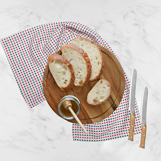 Urban Villa Kitchen Towels Cotton Dish Towels 20”x30” (Set of 6)Red/Grn/Wht