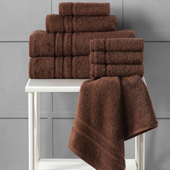 Hawmam Linen Brown Hand Towels 4 Pack Turkish Cotton Premium Quality Soft and Absorbent Small Towels for Bathroom