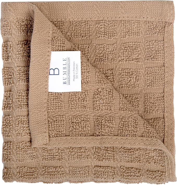 Bumble Dish Cloths (6-Pack), 100% Cotton Kitchen Towels, 12"x12" - Tan | 405 GSM | Soft, Highly Absorbent & Durable Dish Towels for Kitchen