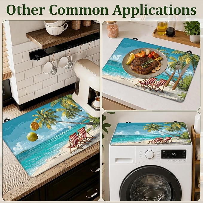 Beach Palm Tree Stove Top Cover Glass Cooktop Heat Resistant Cover,Ceramic Stove Top Covers Mat Prevents Scratching Stoves/Counter/Washer Protector,28.5x20.5 in