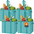 Reusable Grocery Bags 4 Pack, Foldable & Water Resistant Shopping Bags | Large Grocery Tote Bag Water Resistant Shopping Bags Foldable Grocery Bag for Clothes,Shoes and Picnic