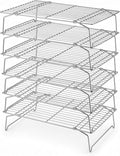LIANYU Cooling Rack 15"x10", 6-Tier Stackable & Collapsible Cooling Racks | Stainless Steel Wire Baking Racks Fits Jelly Roll Pan, Great for Cooking, Baking, Roasting, Grilling, Oven & Dishwasher Safe