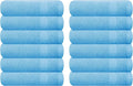 GLAMBURG Ultra Soft 12-Piece Washcloths Set 13x13-100% Ringspun Cotton - Durable & Highly Absorbent Face Towels - Ideal for use in Bathroom, Kitchen, Gym, Spa & General Cleaning - Sky Blue