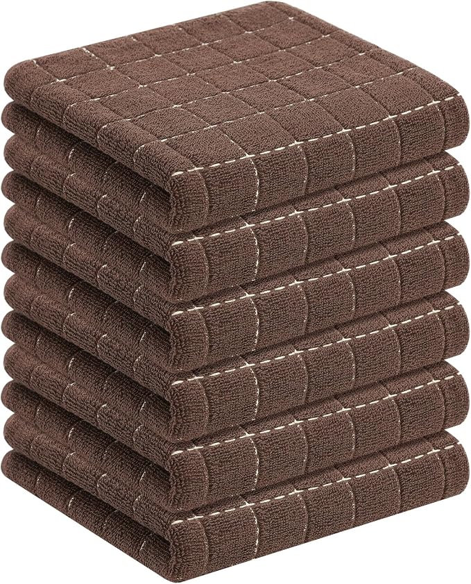 Homaxy 100% Cotton Terry Kitchen Towels, 6 Pack, Brown | Ultra Soft and Absorbent Dish Towels for Kitchen, Suitable for Drying and Washing Dishes