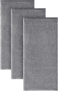 Homaxy 380 GSM Cotton Premium Kitchen Towels 3 Pack, 18"x 28", Grey | Flat and Terry Dish Towels, Highly Absorbent Tea Towel Set with Hanging Loop, Soft Utility Kitchen Hand Towels