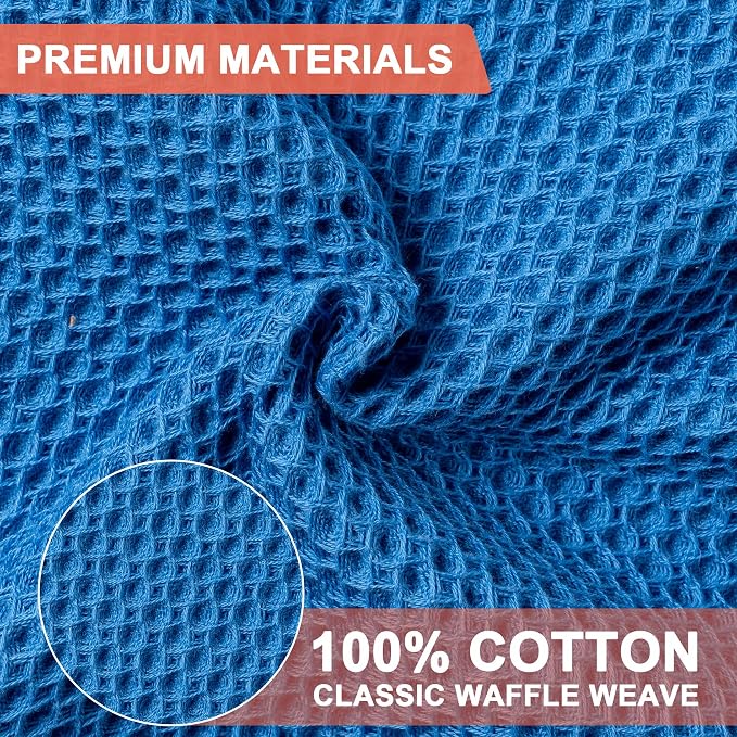 Kitchen Towels 6-Pack Kitchen Dish Cloths,100% Cotton,12x12 In,Blueberry | Towels Waffle Weave,Ultra Soft Absorbent, Quick Drying