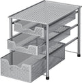 Simple Houseware Stackable 3 Tier Sliding Basket Organizer Drawer, Silver