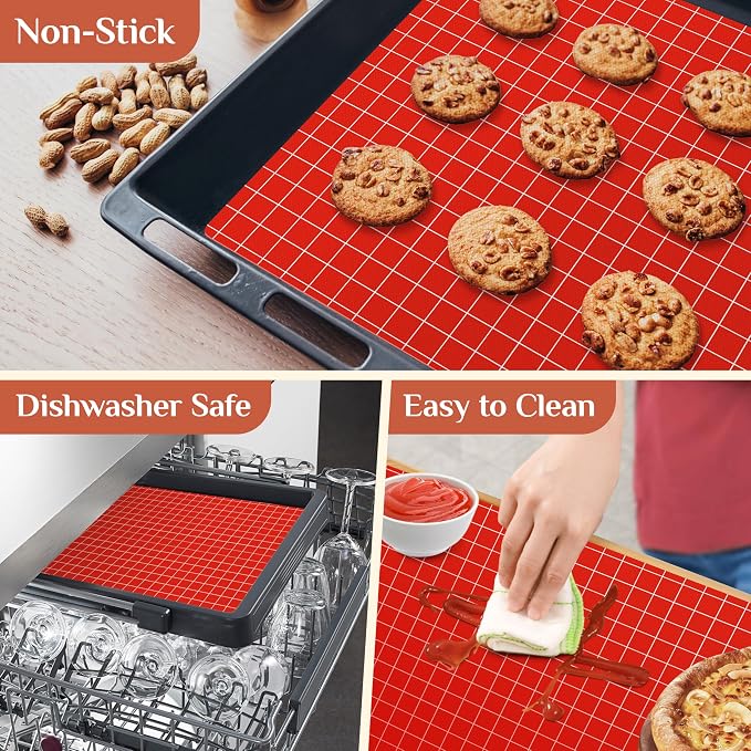 GTJ Silicone Baking Mat Roll, Reusable Baking Sheet Liners, 16 in x 6 ft | Free Cut to Size, Food-Grade, Non-Stick, Non-Slip, For Dough, Pastry, Air Fryer, Freeze Dryer, Oven Pan, Kitchen Counter