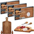 3 Sets Bridal Shower Favor Prizes Charcuterie Board,Acacia Color | Acacia Wood Cheese Board with Knife Fork Thank You Tag, Gift Box for Guests, Valentines Wedding Baby Shower Party Favors