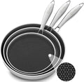 LOLYKITCH Hybrid 8-10-12 Inch Nonstick Frying Pan Set | PFOA Free | Stainless Steel Skillet | Non-Toxic | Stay-Cool Detachable Handle | Dishwasher and Oven Safe | Induction Ready
