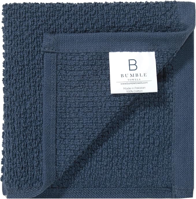 Bumble Dish Cloths 8-Pack, 100% Cotton Kitchen Towels, 12"x12" Blue | 430 GSM Soft Dish Towels for Kitchen, Highly Absorbent & Durable Kitchen Rags for Washing Dishes