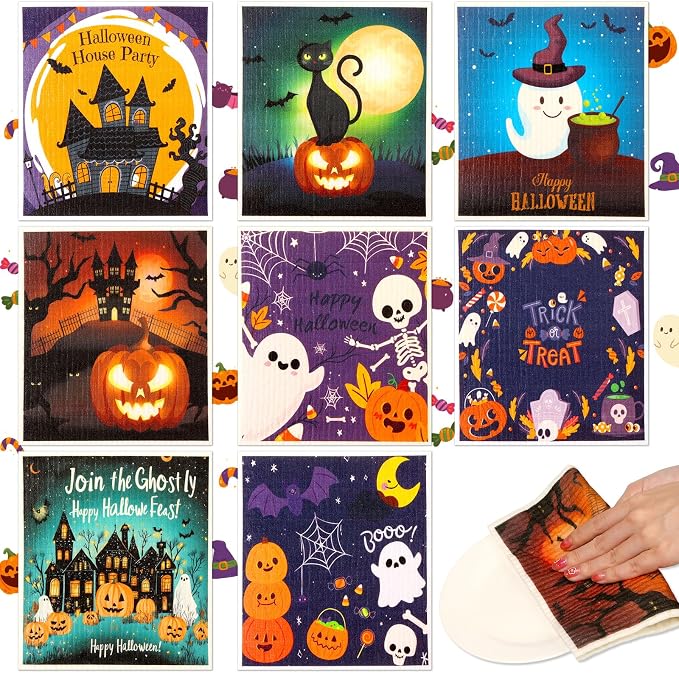 Lucomb Sedish Dishcloth (8 Pack-Halloween Days)