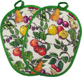Pot Holders with Transparent Clear Silicone Shell and Nice Friut Flower | Potholders Cotton Lining Set of 2, Heat Resistant to 500 F Kitchen Oven Gloves for Cooking (Friut flower, Potholders)