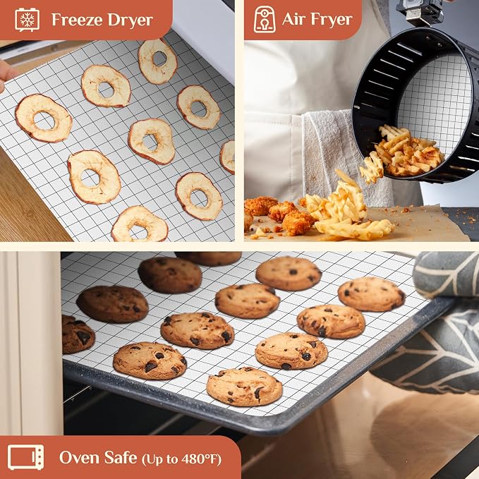 GTJ Silicone Baking Mat Roll, Reusable Baking Sheet Liners, 16 in x 6 ft | Free Cut to Size, Food-Grade, Non-Stick, Non-Slip, For Dough, Pastry, Air Fryer, Freeze Dryer, Oven Pan, Kitchen Counter