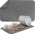 S&T INC. Dish Drying Mat, 18" x 30", Jumbo, Charcoal Grey | Absorbent Microfiber, XXL Kitchen Counter Mat for Dishes, Utensils, Pots and Pans, Machine Washable