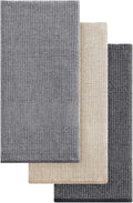 Mordimy Cotton Kitchen Towels (18"x 28", 3 Pack), Grey/Khaki/Black | 100% Ring Spun Cotton, Super Absorbent, 380 GSM, Flat & Terry, Soft, Hanging Loop Dish Towels