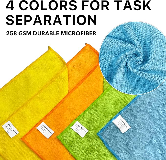 Simple Houseware 12" x 16" Microfiber Cleaning Cloth 50 Pack, 4 Colors