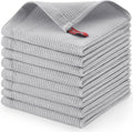 Homaxy 100% Cotton Waffle Weave Dish Cloths, 8 Pack, Light Grey | Soft and Absorbent Dish Towels, 12 x 12 Inches Quick Dry Dish Rags