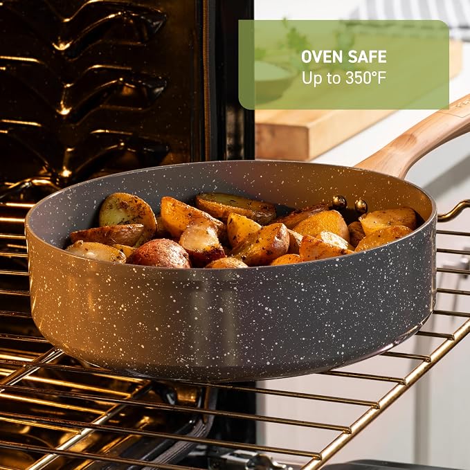 T-fal Revive Ceramic Nonstick Skillet with Lid, 6 Qt, Forged, Oven Safe | Recycled aluminum body, Thermo-Spot heat indicator, Vented glass lid, Simmers and sautes large batches, No induction